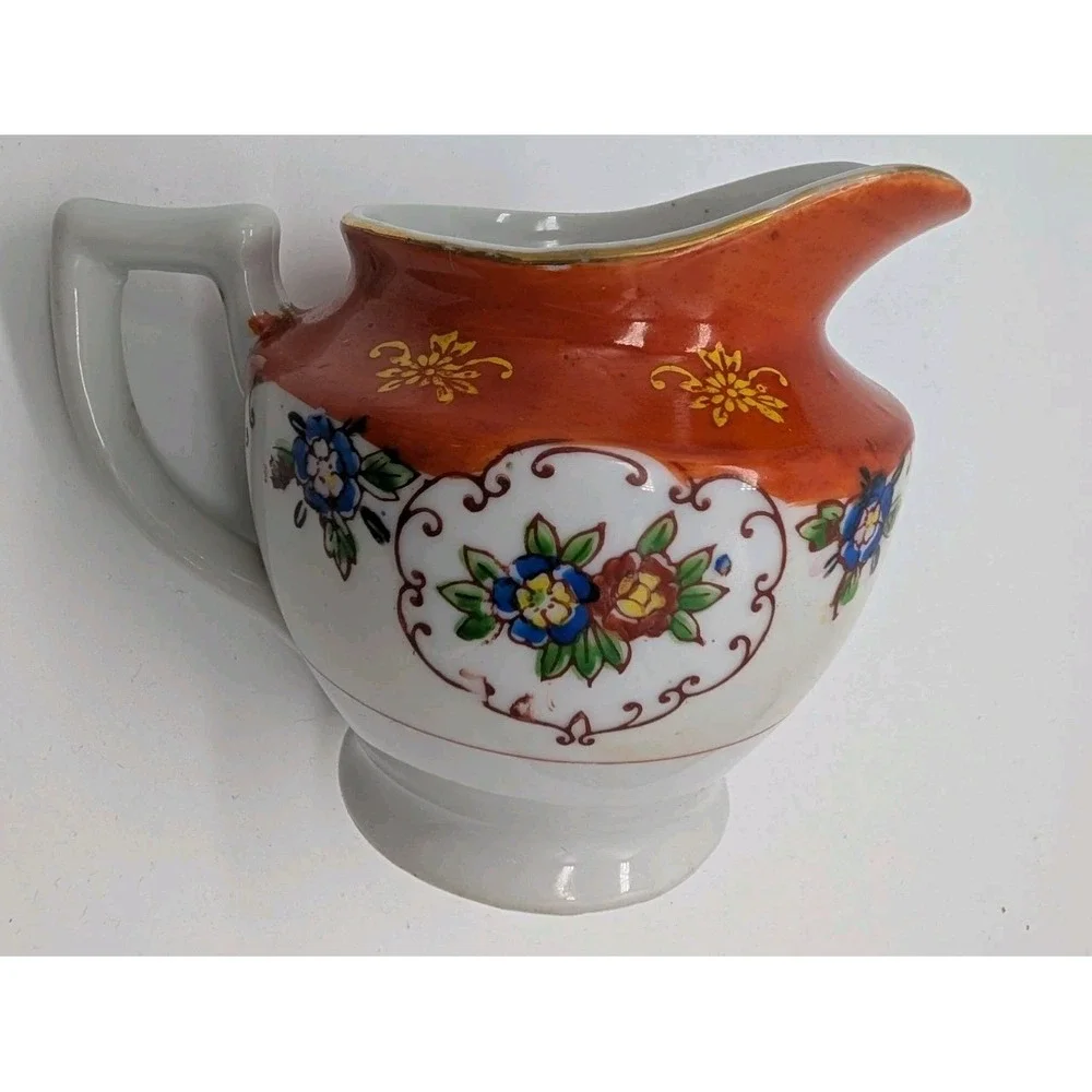 Vintage Noritake Morimura Cream Pitcher & Sugar Bowl Set Hand Painted Floral